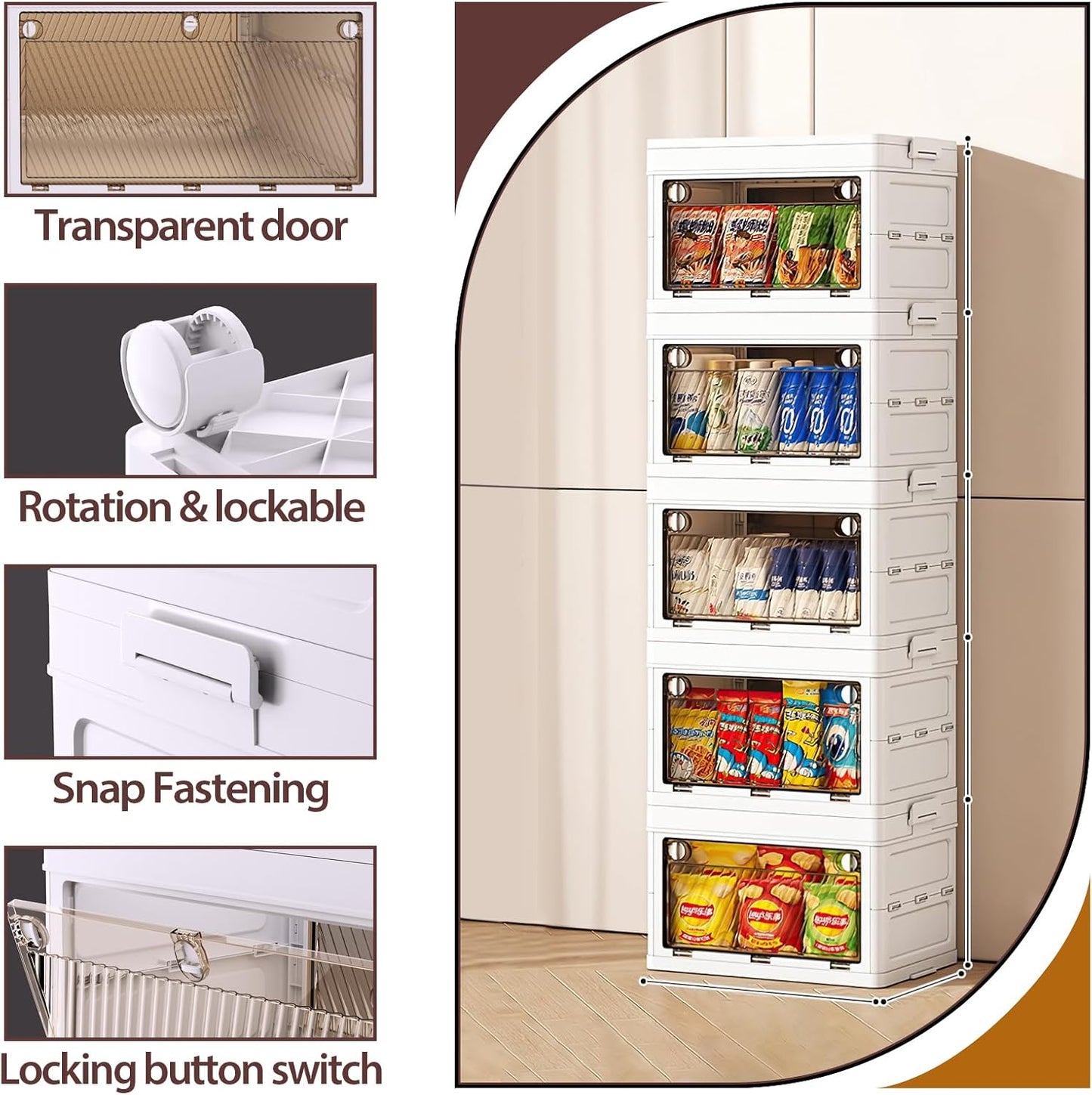 QudraKast 5-Tier Stackable Plastic Storage Bins - 23QT Stackable Storage Bins - Closet Organization and Storage, Suitable for Bedroom, Organization and Storage Boxes for Study, Toy Room, Office