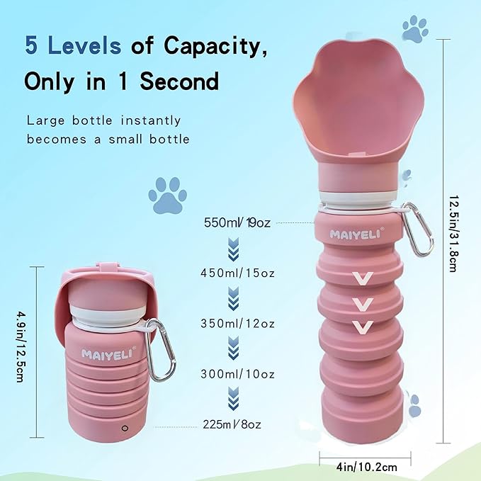 Portable Dog Water Bottle, Collapsible Silicone Dog Water Bottle - Image 5