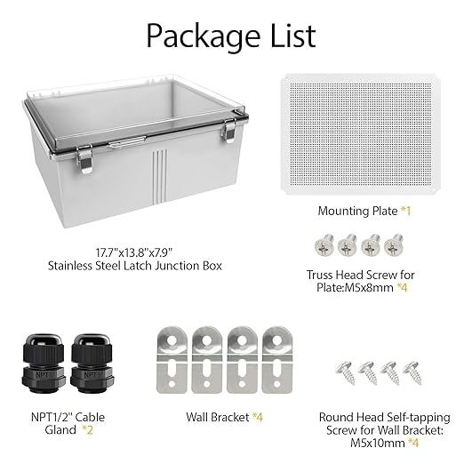LeMotech Electrical Box, IP67 Waterproof Hinged Clear Cover Stainless Steel - Image 8
