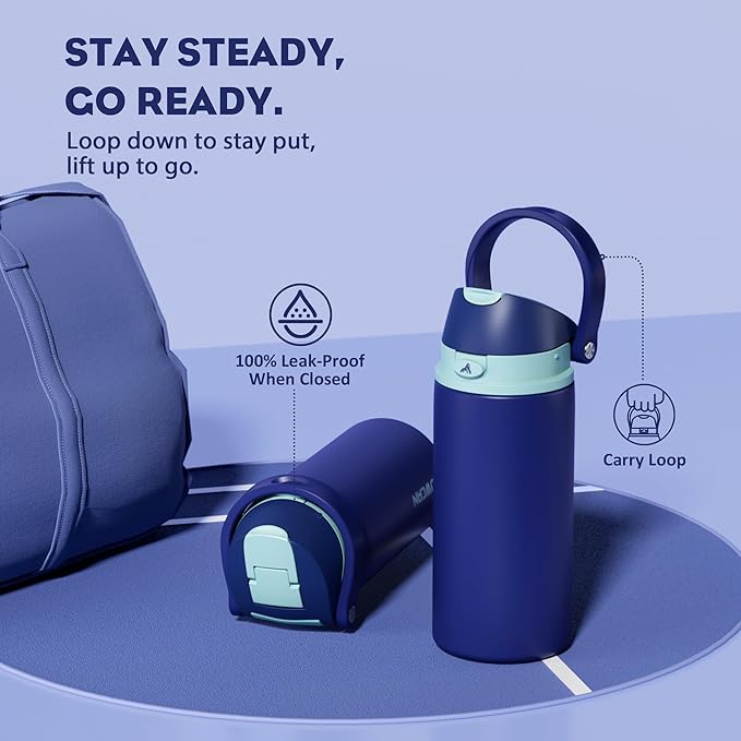 POWCAN 18 oz Insulated Stainless Steel Water Bottle: 2-in-1 Push-Button Spout & - Image 4