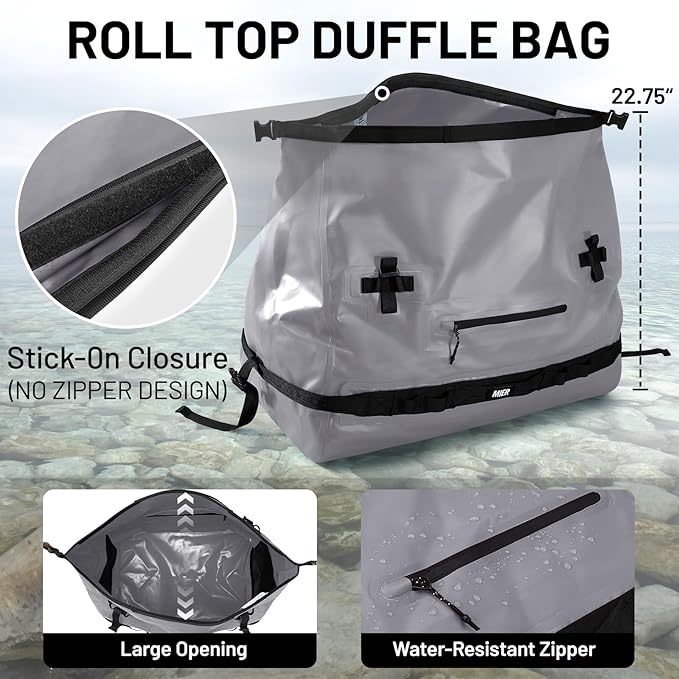 MIER Waterproof Duffel Bag Motorcycle Dry Bag Backpack Large Roll-Top Heavy - Image 4