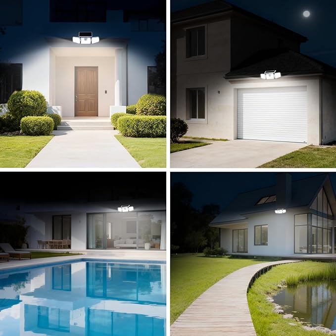 INCX 156 LED Solar Motion Lights Outdoor 2 Pack, 3 Heads Solar Security Lights - Image 8