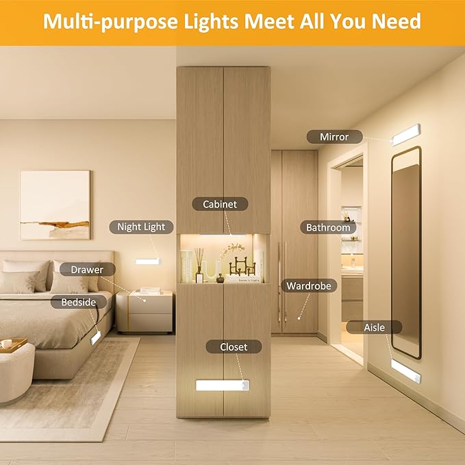 Motion Sensor Under Cabinet Lights, Magnetic Rechargeable Under Counter Closet - Image 8
