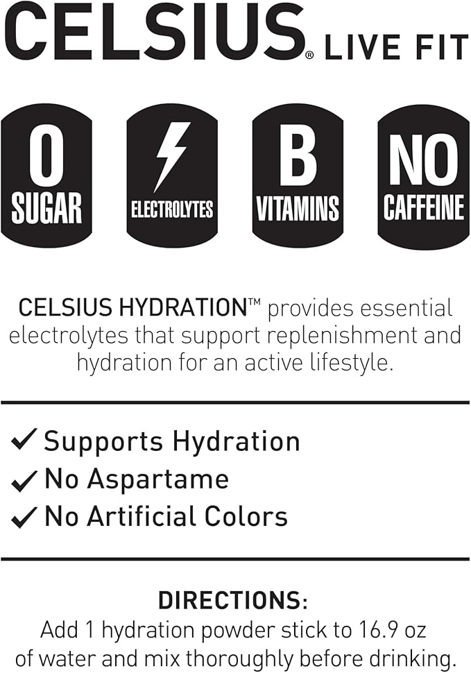 CELSIUS Hydration™ Blue Razz, Sugar Free Electrolyte Hydration Drink Mix - Image 4