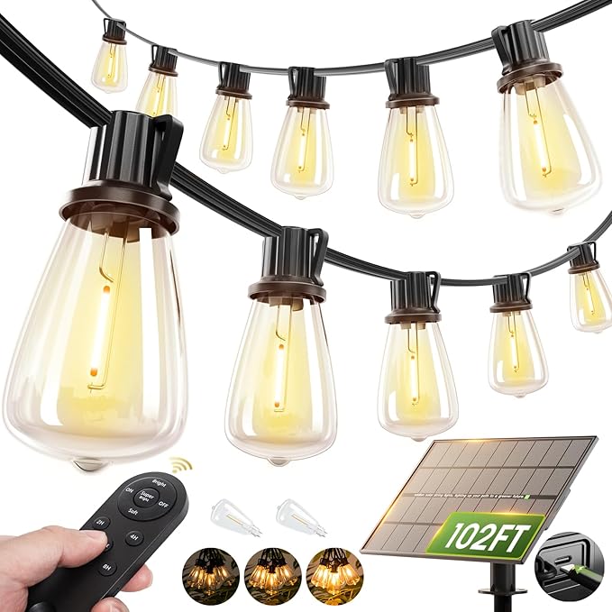 addlon 102FT Solar String Lights Outdoor Waterproof by addlon