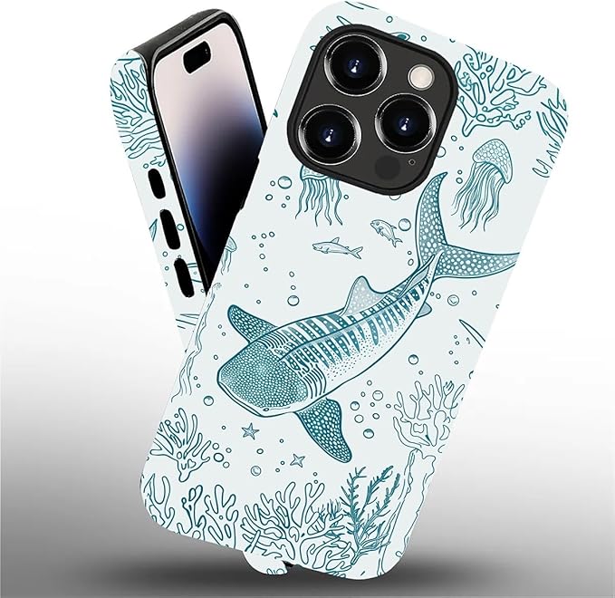 for iPhone 14 Pro Max Case, HH2 Ocean Whale Shark Hybrid 2 Layer Hard Shell - Image 2