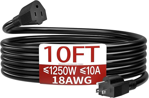 18/3 Indoor Extension Cord 10 FT, 3 Prong Power Cable, Suitable by Skrizcable