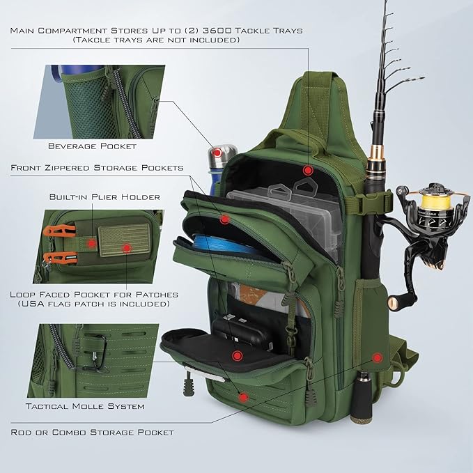 KastKing BlowBak Tactical Sling Tackle Bag-Lightweight Fishing Backpack Storge - Image 5