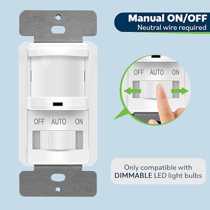 TOPGREENER in-Wall PIR Motion Sensor Light Switch, Motion Sensor Switch - Image 6