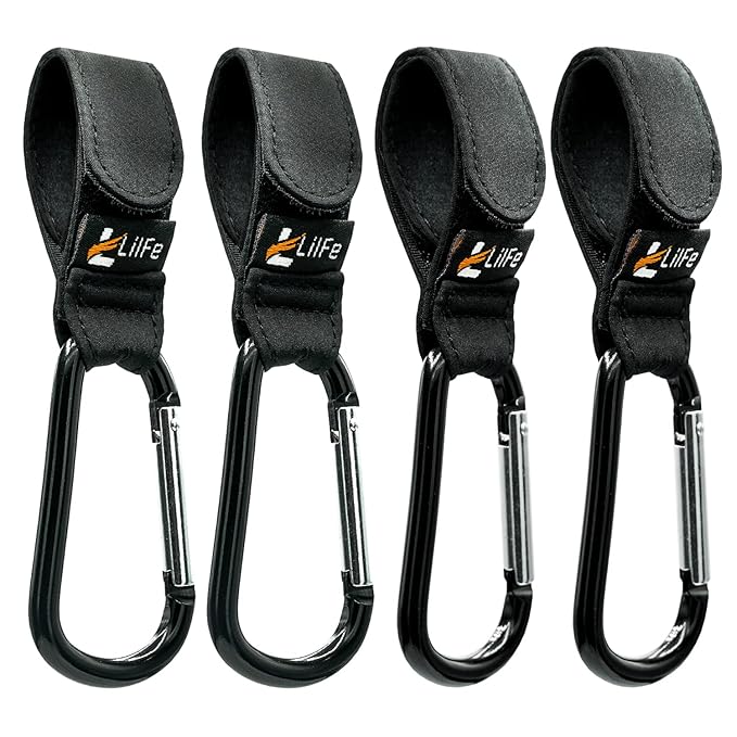 4 Pcs Baby Stroller Hooks for Hanging | Multipurpose Stroller Straps by LilFe