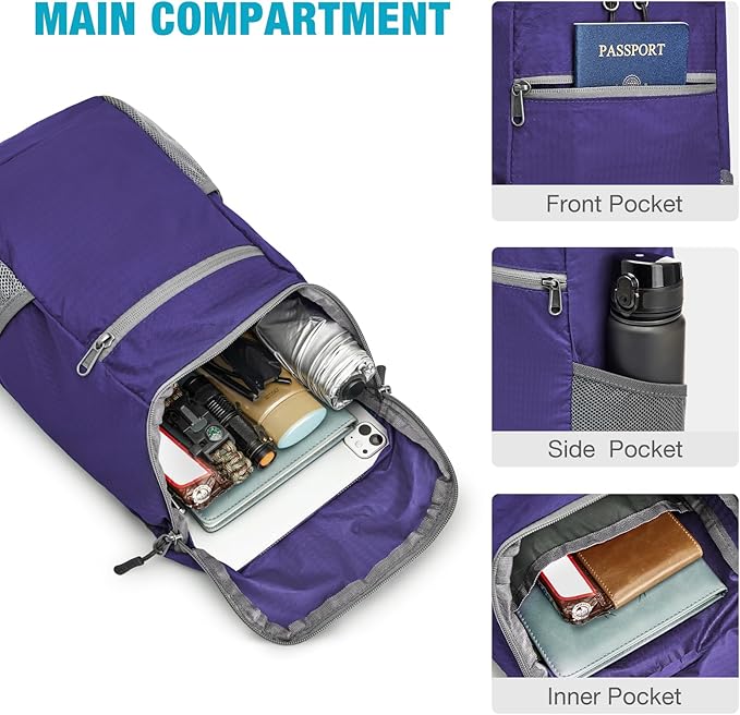 G4Free 11L Ultra Lightweight Backpack Small Foldable Rucksack Unisex Hiking Bag - Image 5