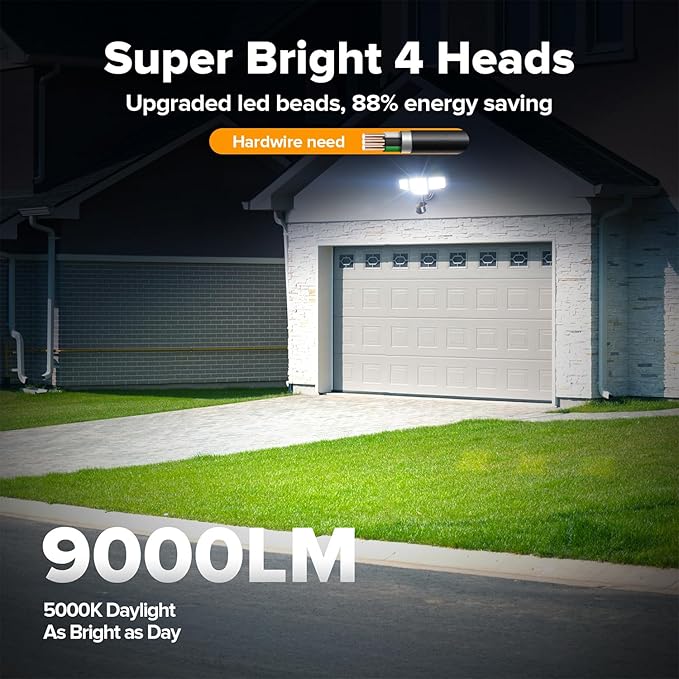 LUTEC 80W 9000LM LED Security Lights Hardwire Motion Sensor Outdoor Lights - Image 2