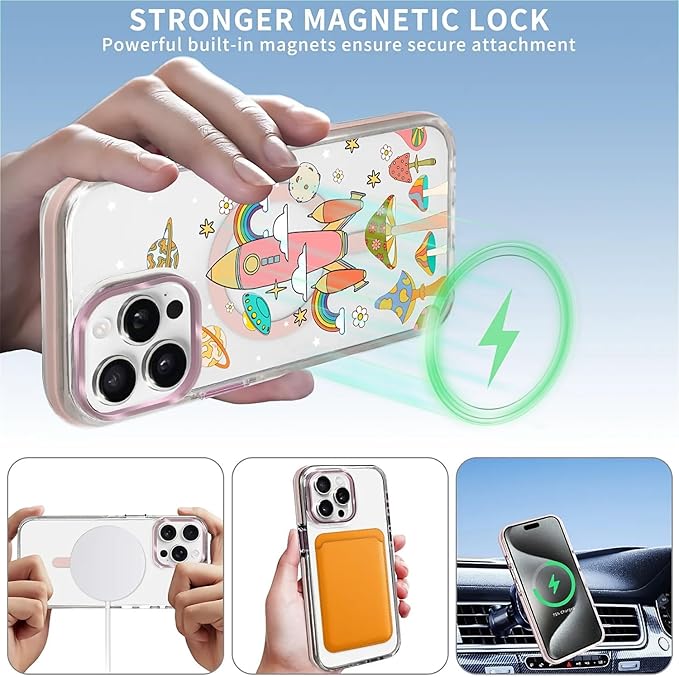 Case for iPhone 13 Pro, Spaceship Mushroom Phone Case Design，for Women Girls - Image 3