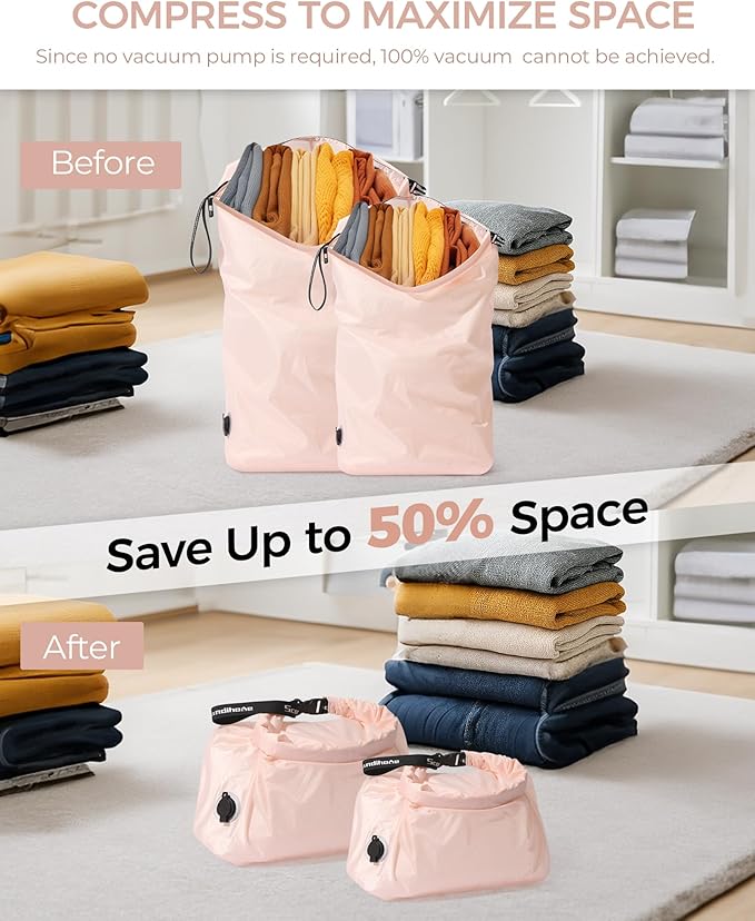 Travel Laundry Bag, Pump-Free Vacuum Compression Dirty Clothes Bag, Reusable - Image 3