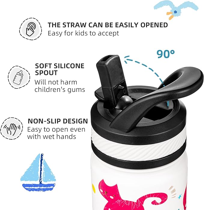 Fanhaw 14 Oz Kids Insulated Water Bottle - Image 3