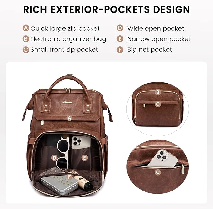 LOVEVOOK Leather Laptop Backpack - Image 4