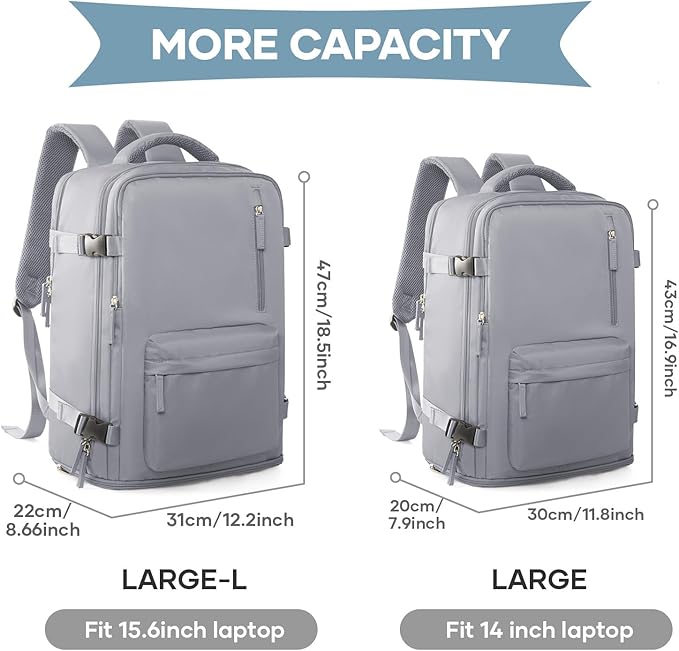 WONHOX Large Travel Backpack Carry on Flight Approved Laptop Work Business - Image 4