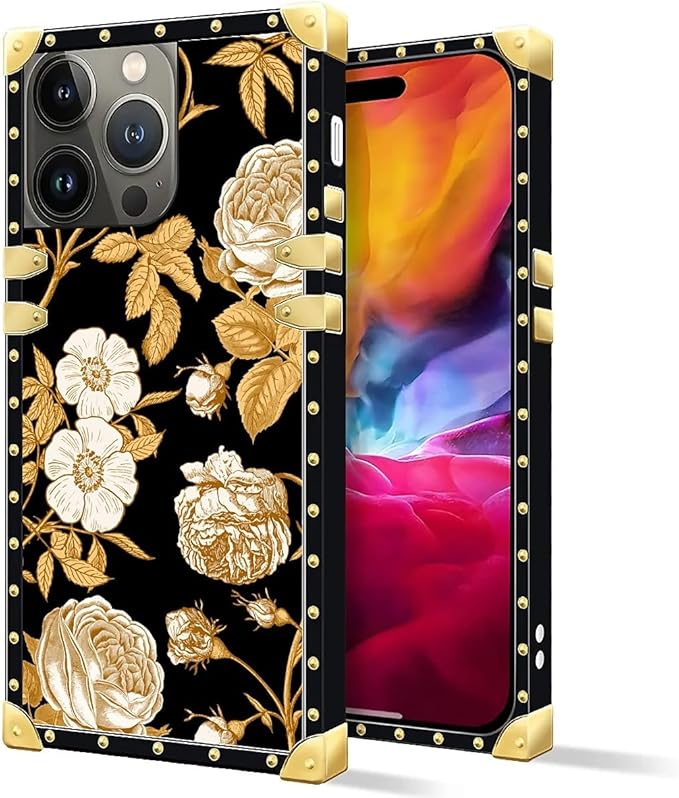 Compatible with iPhone 15 Pro Max Case, Blooming Rose Golden Flower Luxury - Image 2