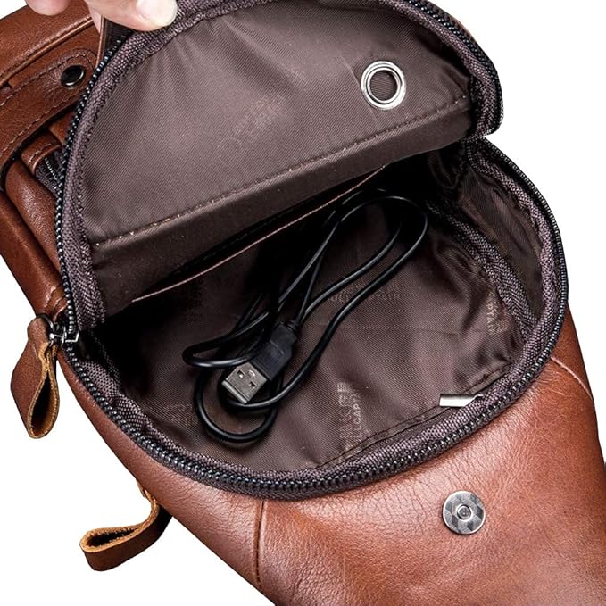 Hebetag Leather Sling Bag Hiking Daypack - Image 8