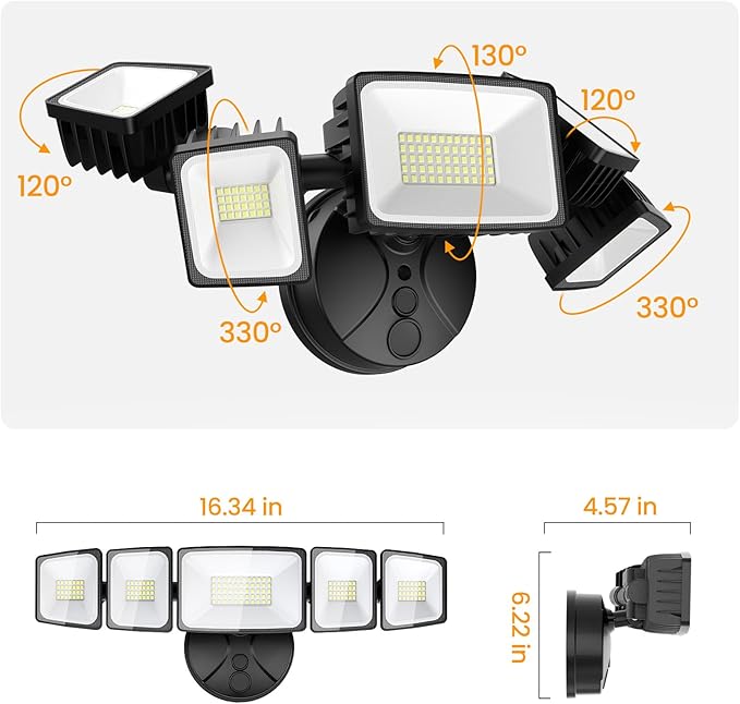 Onforu 150W LED Flood Lights Outdoor, 15000LM Brightness Security Light Switch - Image 8