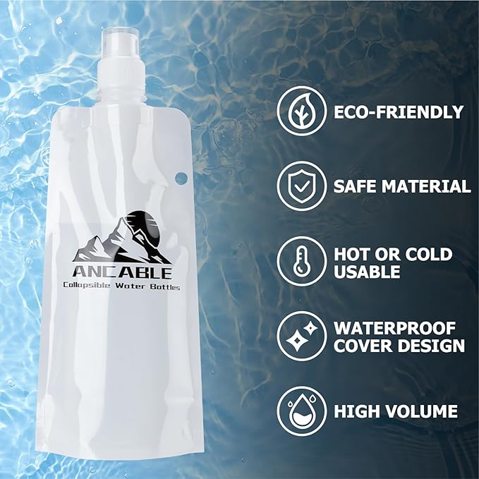 Ancable 17oz Collapsible Water Bottles, BPA-Free Water Bottle - Image 5