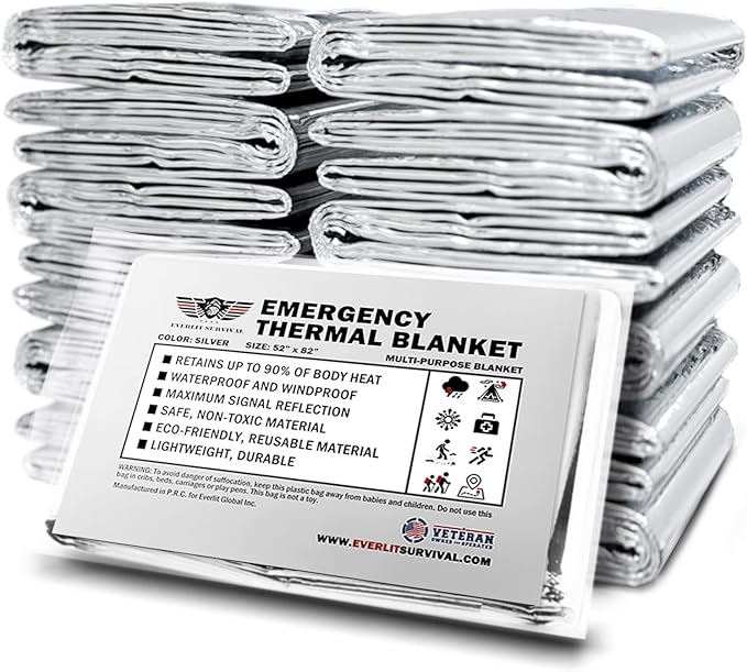 EVERLIT Survival Emergency Mylar Thermal Blankets -Space Blanket Survival kit by EVERLITSURVIVAL