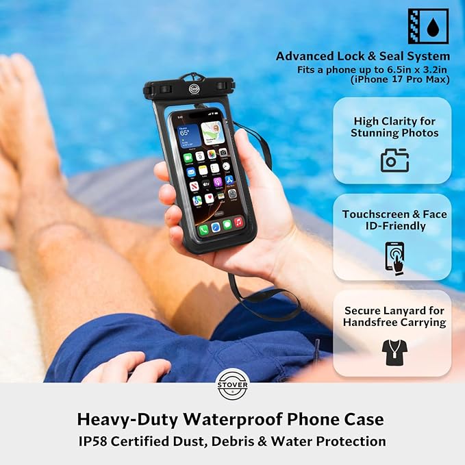 STOVER 5/10/25/30/40/55L Waterproof Dry Bag- Roll-Top Backpack w/Phone Case- - Image 6