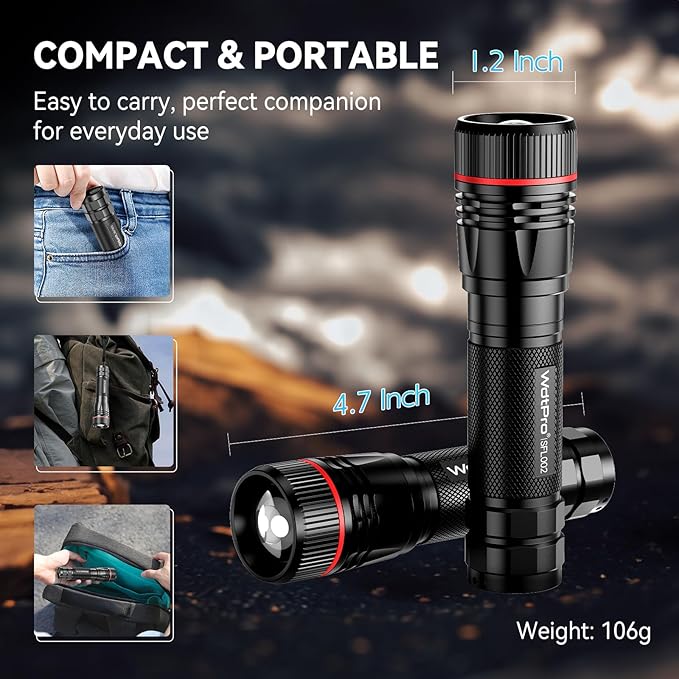 WdtPro Rechargeable Flashlights High Lumens, 2 Pack 10H Long Lasting Super - Image 5
