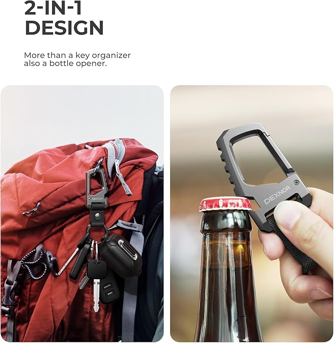 Dexnor Heavy Duty Key Chain Bottle Opener, Carabiner Key Ring Clip - Image 4