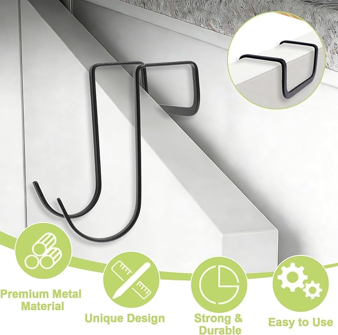 6Pcs Over Cabinet Double Hooks, Stainless Steel Over Cupboard Door Towel Hanger - Image 3