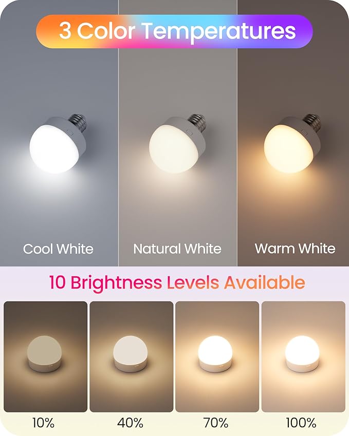 Rechargeable Light Bulbs with Remote Control, Battery Operated Light Bulbs - Image 4