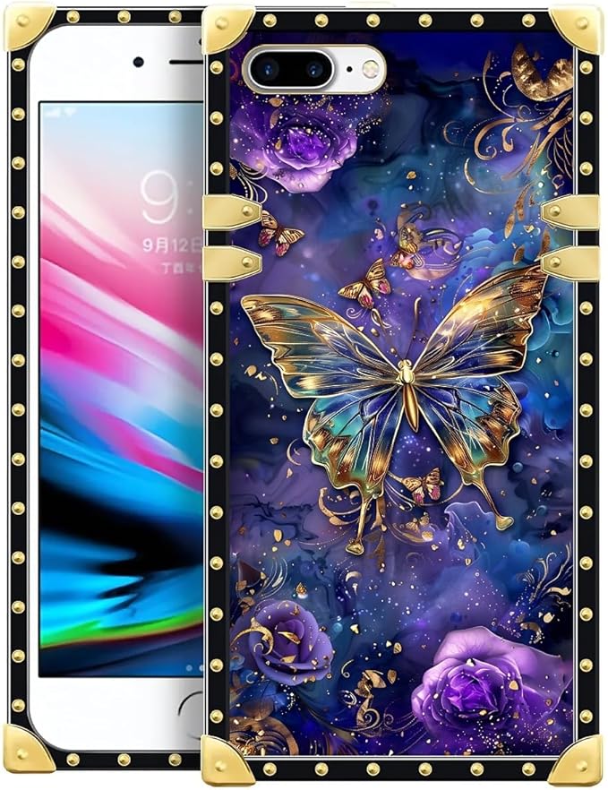 Compatible with iPhone 8 Plus 7 Plus Case, Glistening Golden Butterfly Vibrant by Unknown