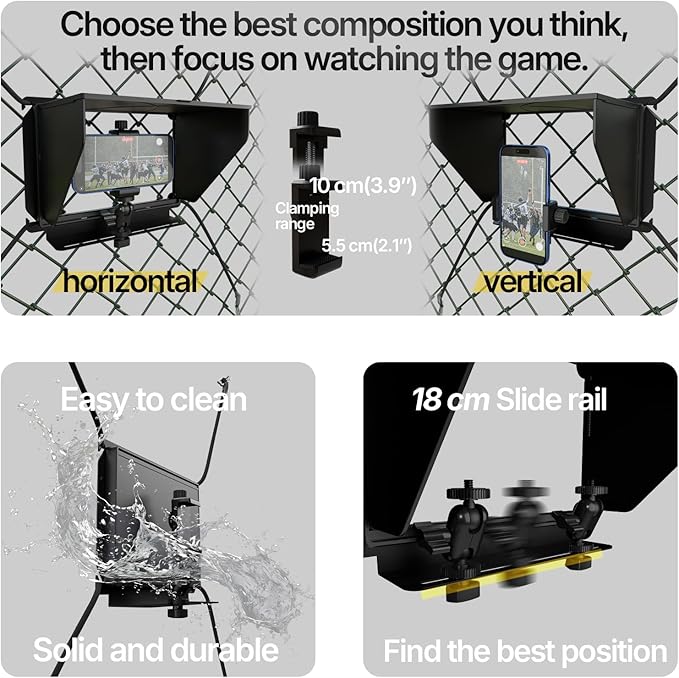 Cell Phone Fence Mount with Shade Game Recording Mounting Kit Compatible with - Image 5
