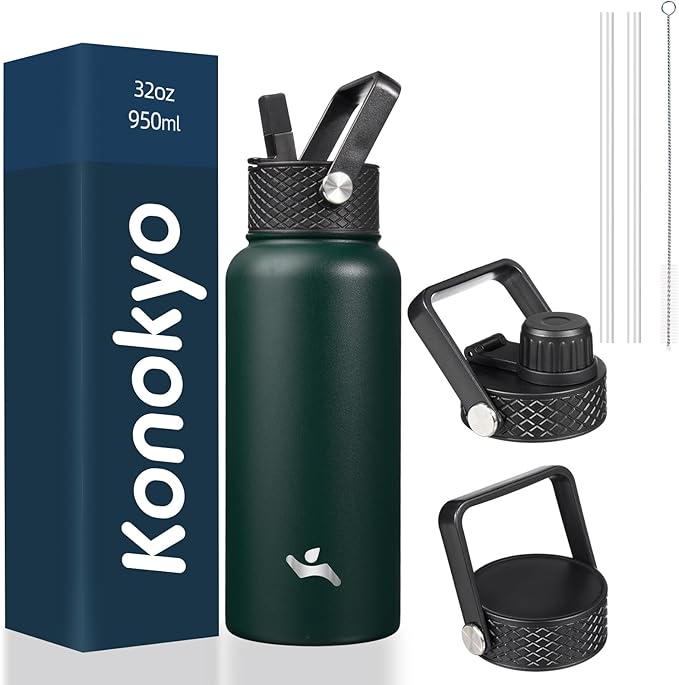 Konokyo 32 oz Insulated Water Bottle Stainless Steel Sport Bottles by Konokyo