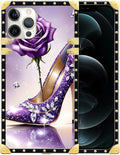 Compatible with iPhone 12 12 Pro Case, High Heeled Purple Diamond Rose Luxury by Unknown