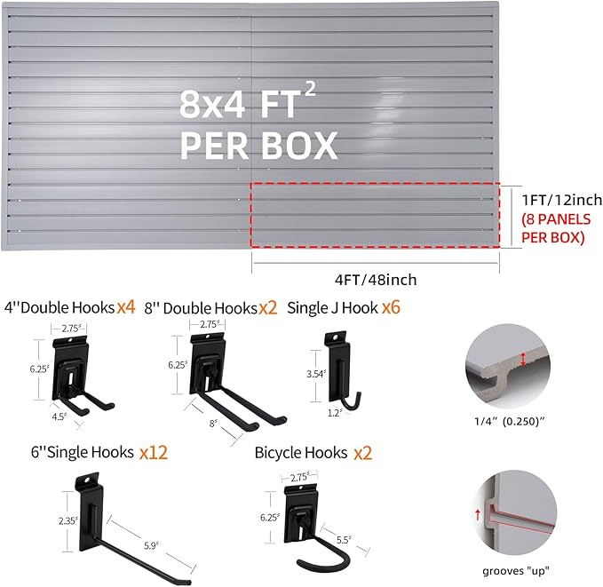 FRAYSCENT Slat Wall Paneling Garage Slat Wall Storage Systems Slatwall Panels - Image 3