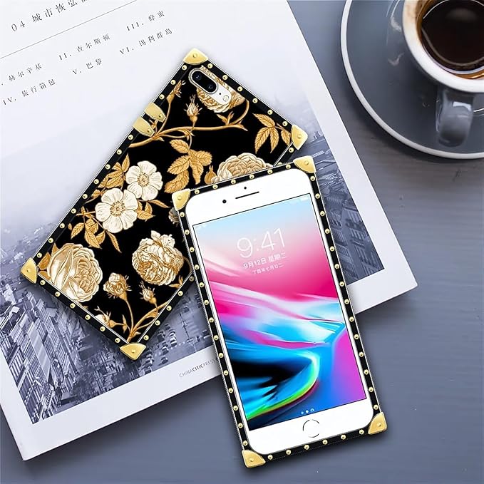 Compatible with iPhone 8 Plus 7 Plus Case, Blooming Rose Golden Flower Luxury - Image 6