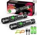 RECHOO Flashlights USB Rechargeable 2 Pack Double Switch S3000L LED Tactical by RECHOO