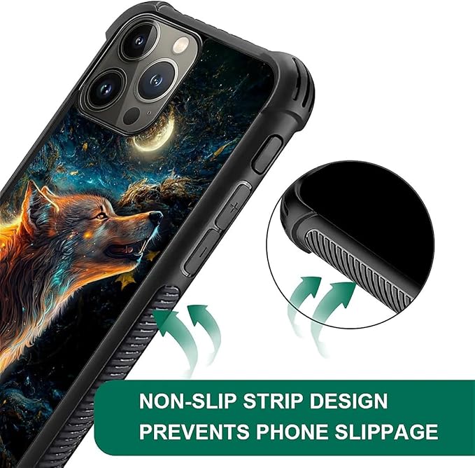 for iPhone 15 Pro Max Case, Star Cave Hungry Wolf Pattern Graphic Design Girl - Image 7