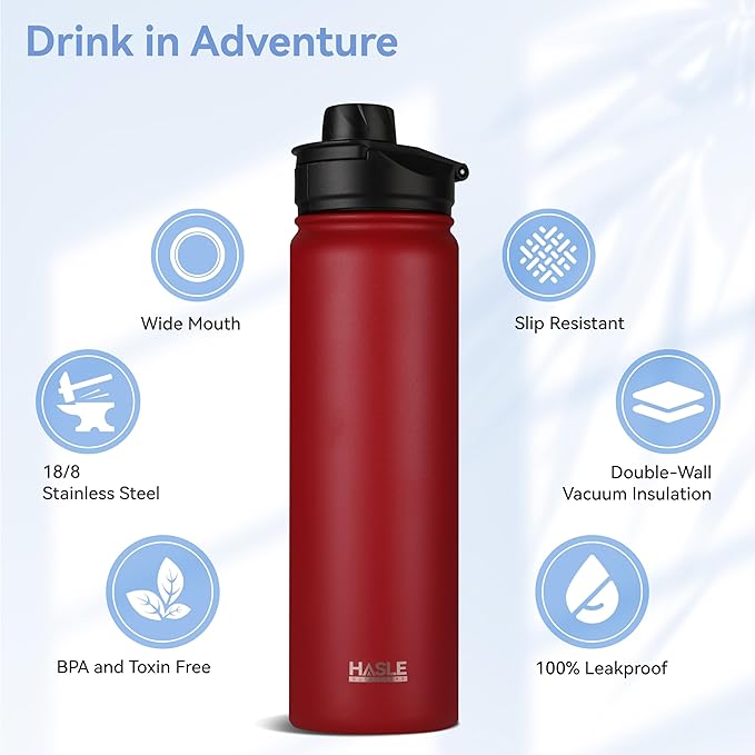 HASLE OUTFITTERS Insulated Water Bottle 22 oz Double Wall Stainless Steel Water - Image 2