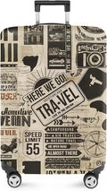 ANNA QUEEN Vintage Travel Collage Luggage Cover, Retro Suitcase Protector by ANNAQUEEN