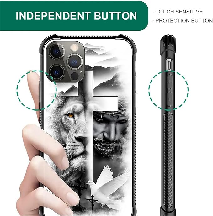 for iPhone 11 Pro Max Case, Lion Cross Jesus Christ Dove Pattern Graphic Design - Image 6