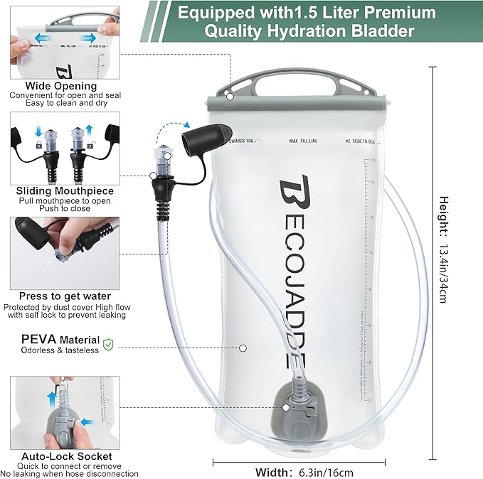 BECOJADDE Running Vest Hydration Backpack - Image 5