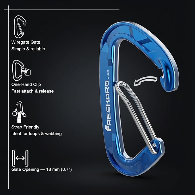 FresKaro 15kN-3372lbs Heavy Duty Wiregate Carabiners, Reliable Time-Tested - Image 3