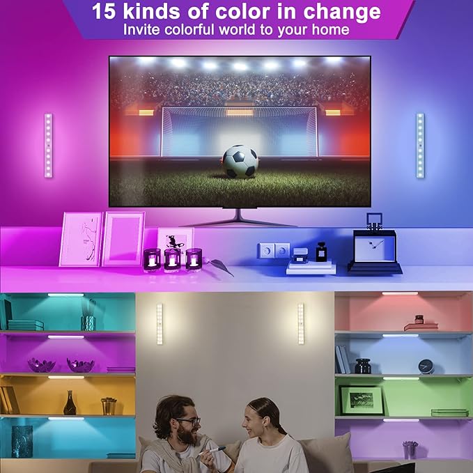 Remote Control RGB Lights Under Cabinet Lighting Rechargeable, 48-LED Wireless - Image 7