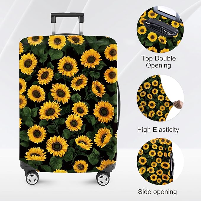 ANNA QUEEN Sunflowers Travel Luggage Cover -Stretchable Airplane Suitcase - Image 2