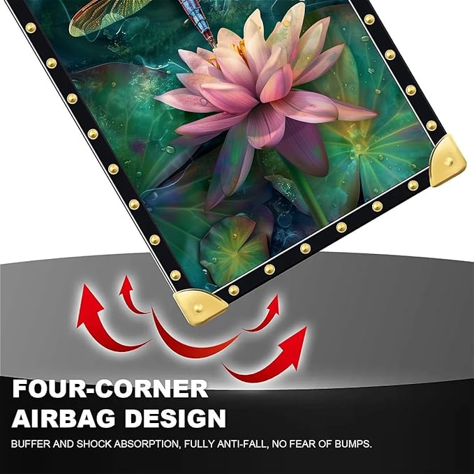 Compatible with iPhone 13 Pro Max Case, Colourful Dragonfly Pink Lily Pads - Image 7