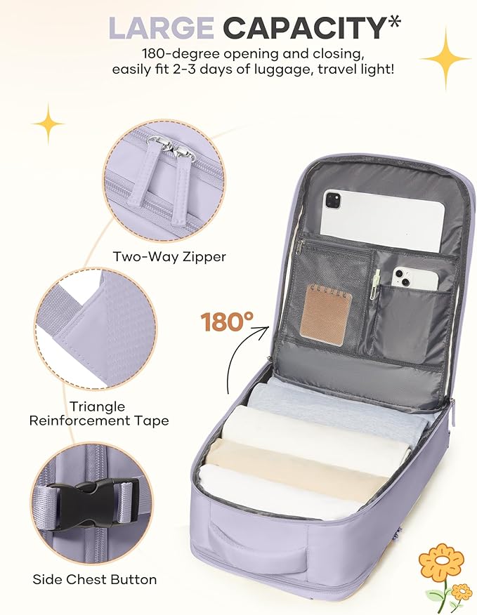 coofay Large Carry On Backpack Flight Approved Personal Item Travel Backpack - Image 6