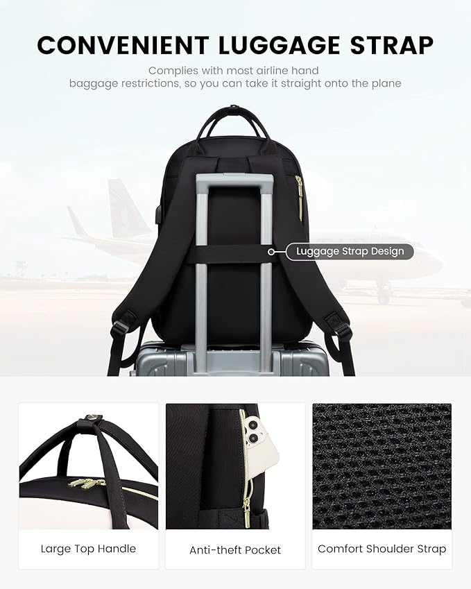 LOVEVOOK Laptop Backpack, D-black-beige, 19 x 13.3 x 7.9 in, 1.9 lbs, 30L - Image 4