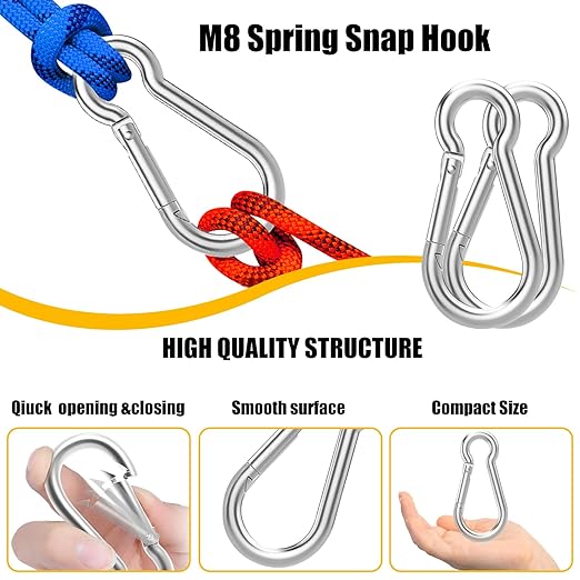 EPHECH 30PCS 3" Heavy Duty Spring Snap Hook, M8 5/16" Galvanized Steel Snap - Image 3